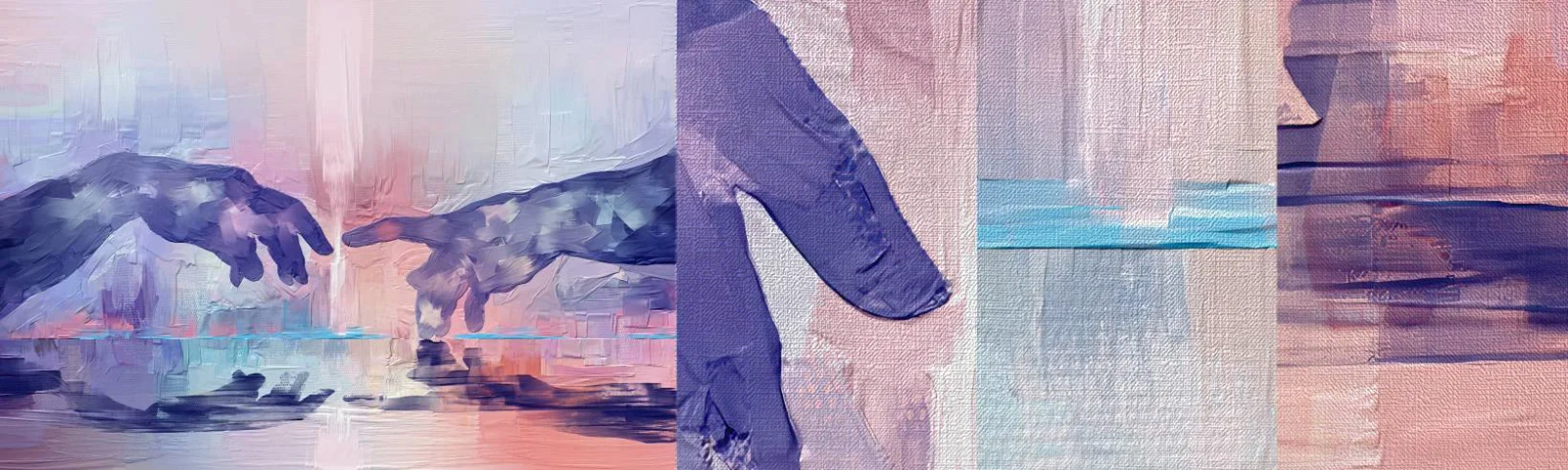 Vzor Fototapety Premium Canvas - Božská jiskra života - Ruce, Michelangelo, Kus - 100x30 cm