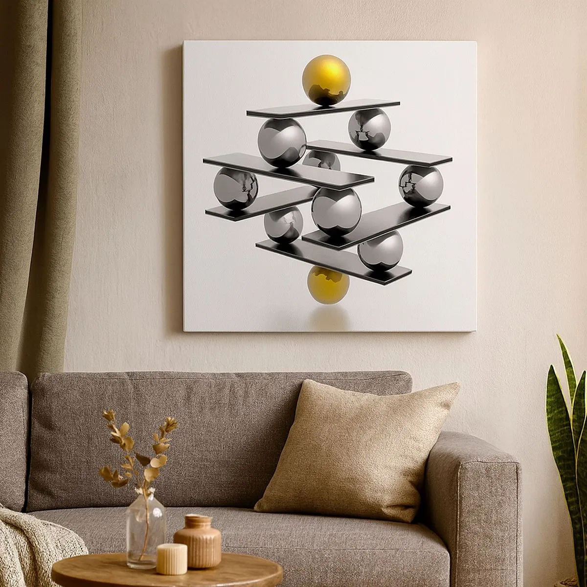 Obraz na plátně - Zlato-stříbrná rovnováha - 30x30 cm