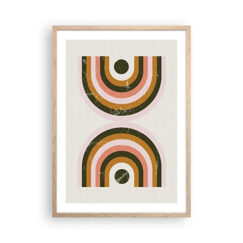 Plakát v rámu světlý dub - Dvojitá abstrakce - 50x70 cm