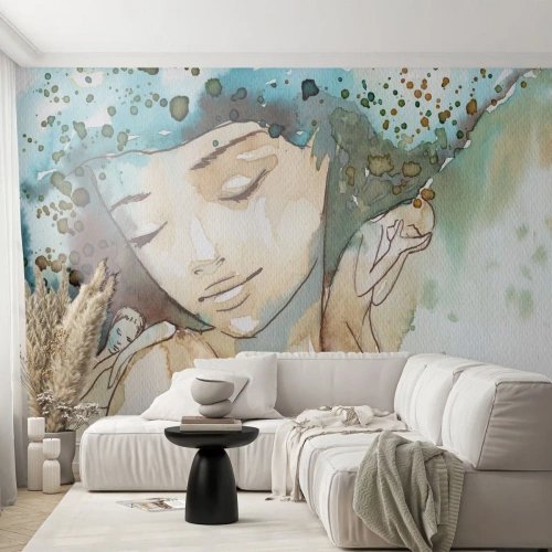 Fototapeta Samolepicí Deluxe Sticker - Lady in blue - Abstrakce, Žena, ženská tvář - 100x70 cm