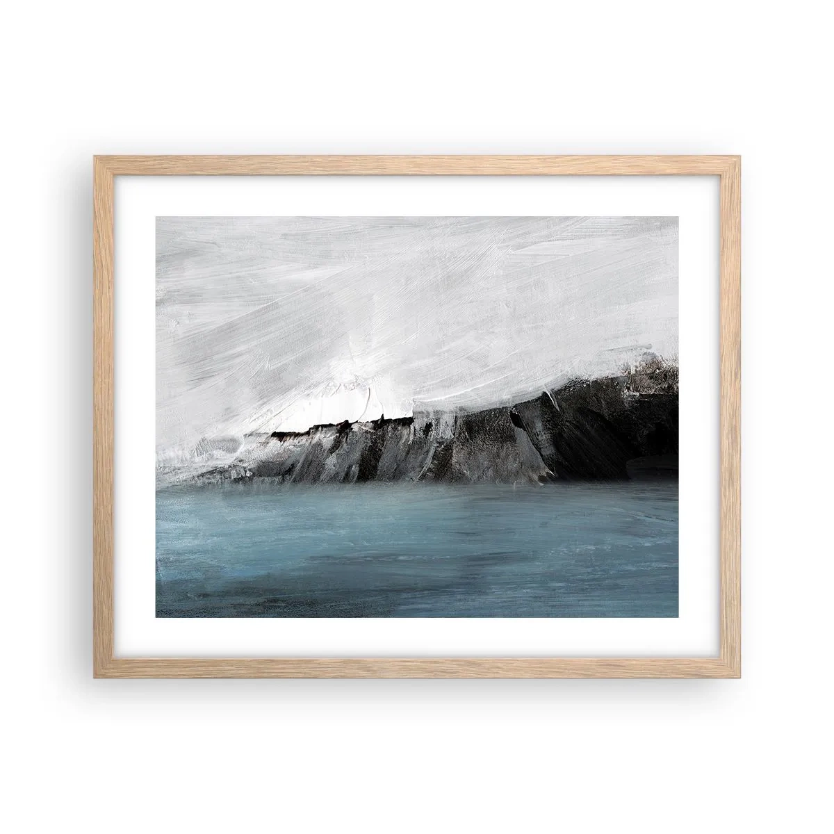 Plakát v rámu světlý dub - Voda – země: střet živlů - 50x40 cm