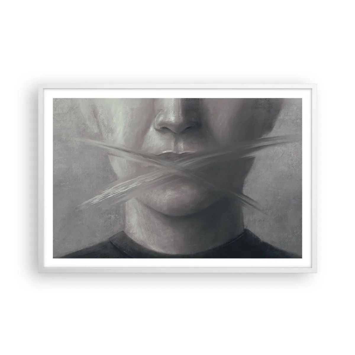 Plakát v bílém rámu - Ani slovo - 91x61 cm