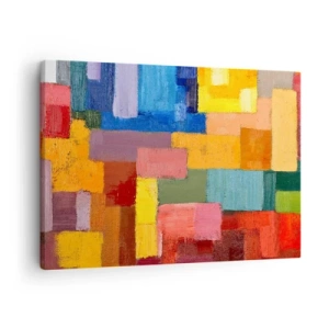 Obraz na plátně - Barevné abstraktní obdélníky v různých odstínech - 70x50cm - Každý jiný, všechny barevné - Moderní nástěnná dekorace do obývacího pokoje a ložnice ARTTOR