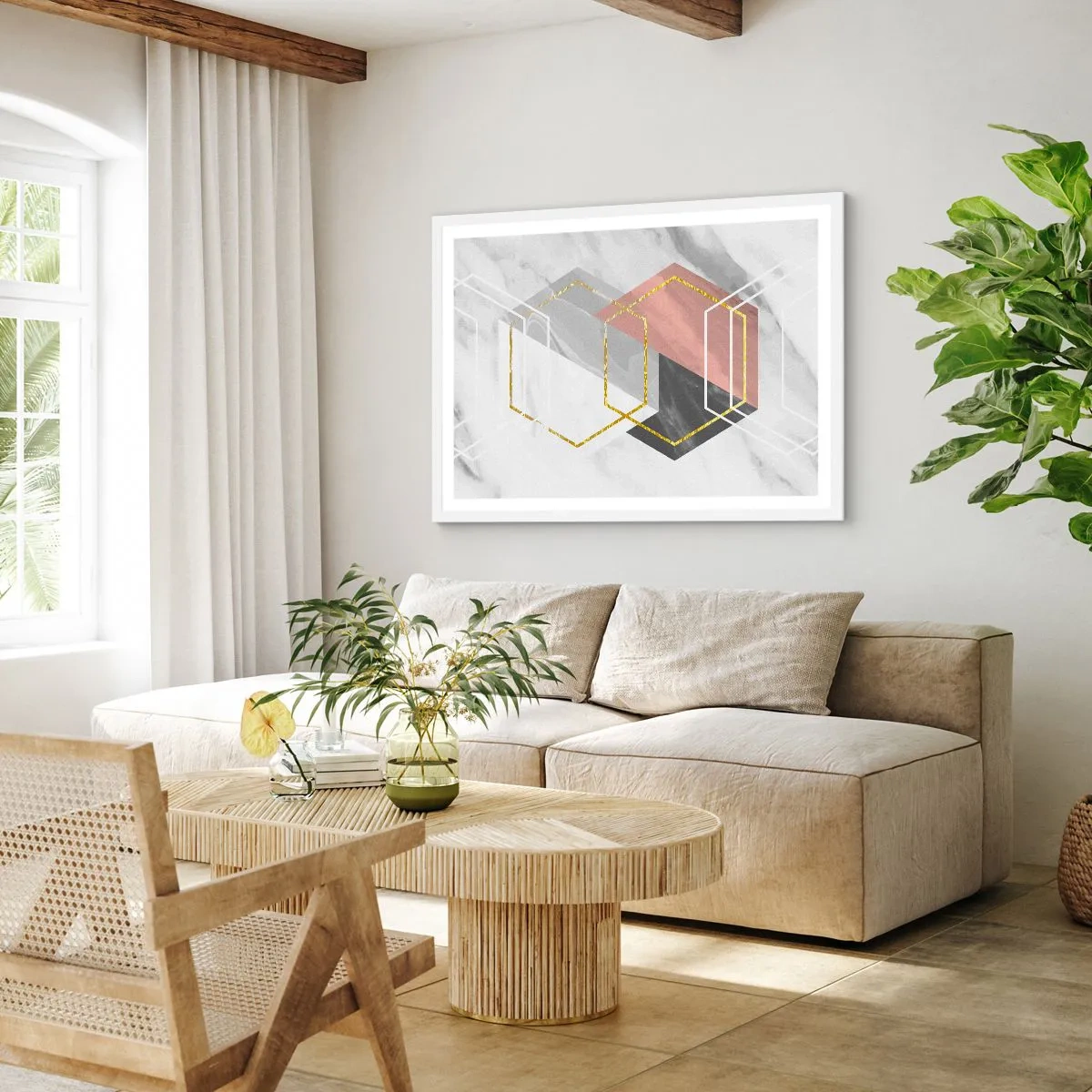 Plakát v bílém rámu - Řetězová kompozice - 50x40 cm