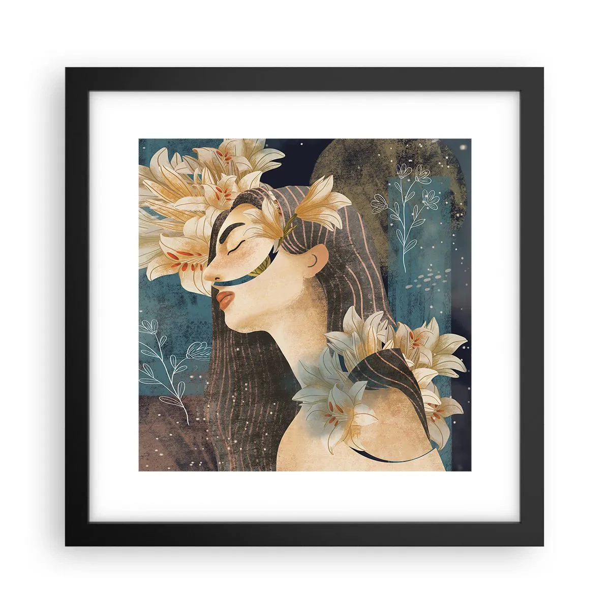 Plakát v černém rámu - Pohádka o princezně s liliemi - 30x30 cm
