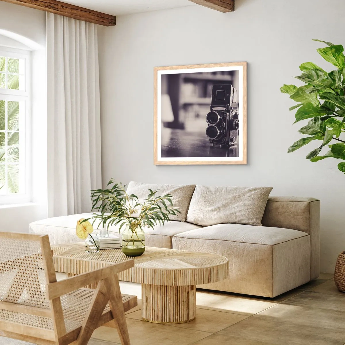 Plakát v rámu světlý dub - Kouzlo staré fotografie - 60x60 cm