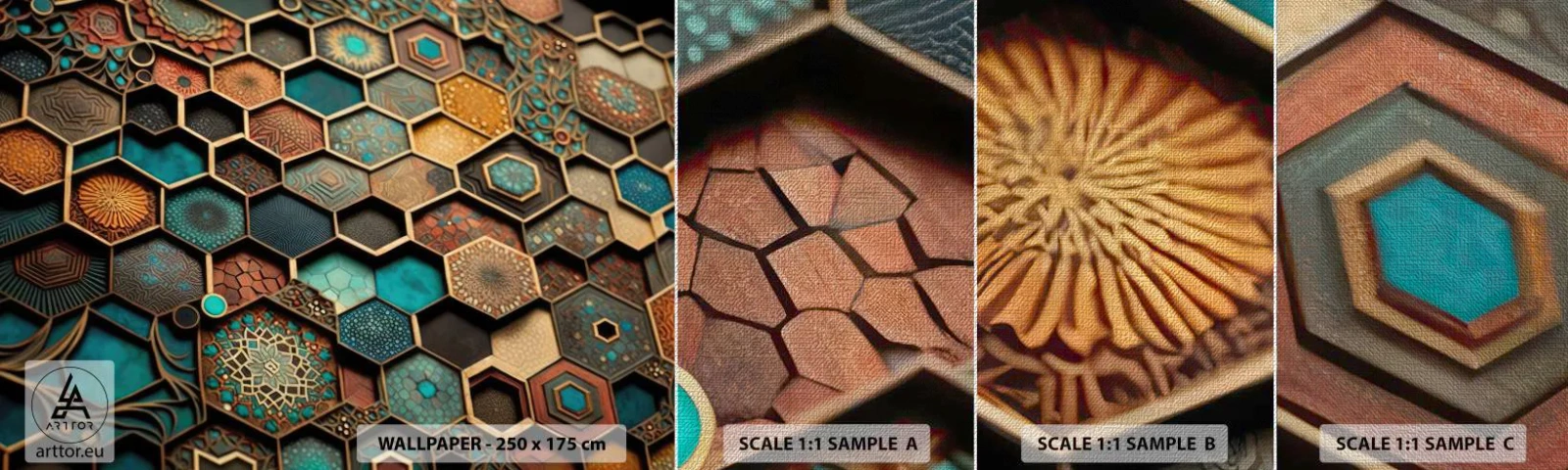 Vzor Fototapety Premium Canvas - Arabské ornamenty – variace - Krychle, Mozaika, Vzor - 100x30 cm