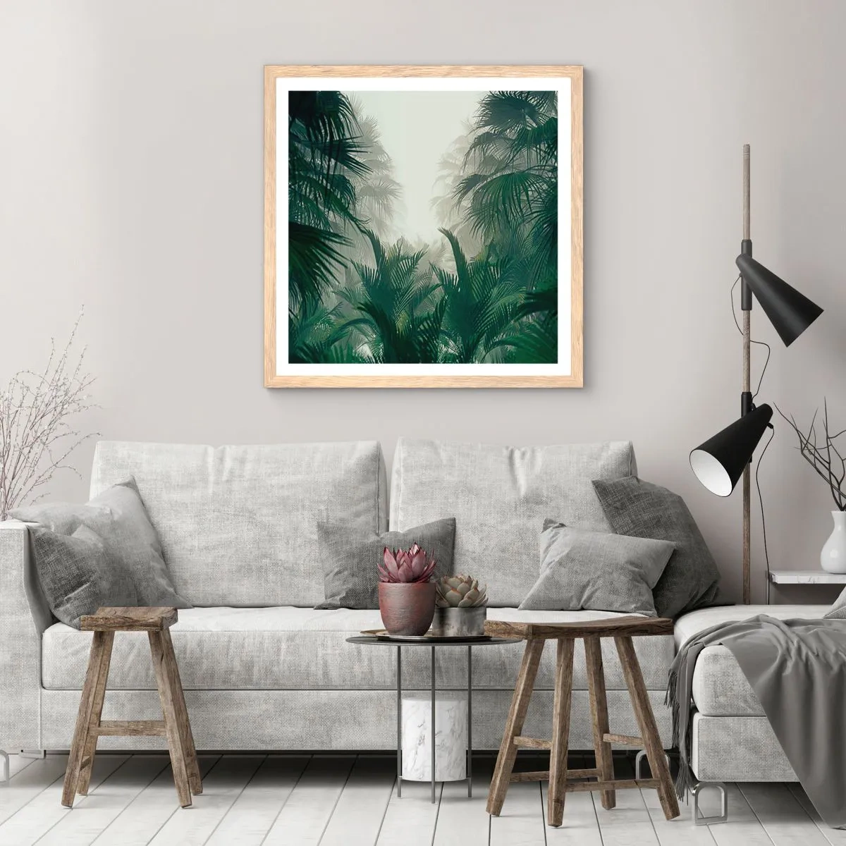 Plakát v rámu světlý dub - Tropická záhada - 60x60 cm