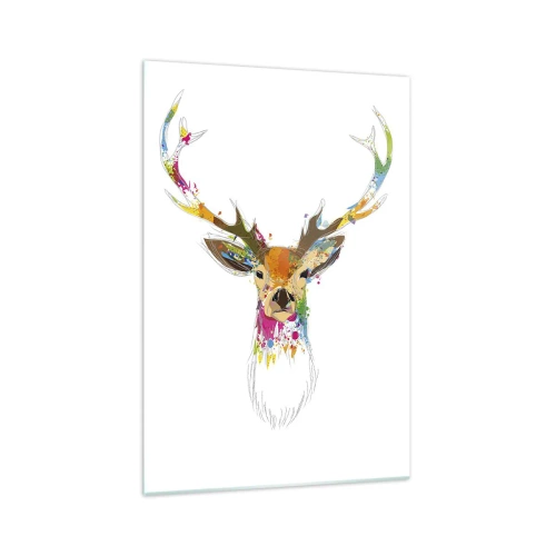 Obraz na skle - Líbezný jelínek vykoupaný v barvě - 70x100 cm