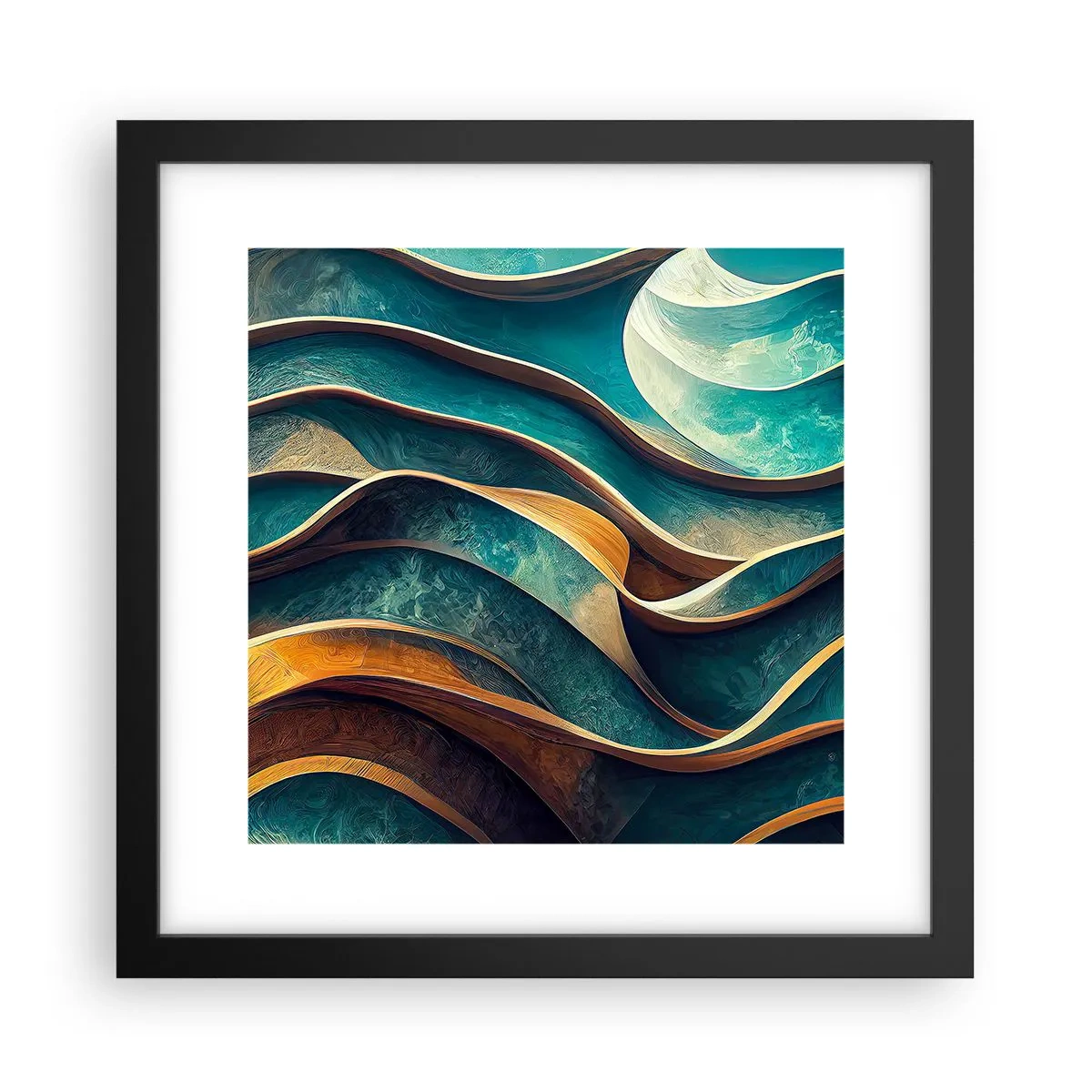Plakát v černém rámu - Meandry modré - 30x30 cm