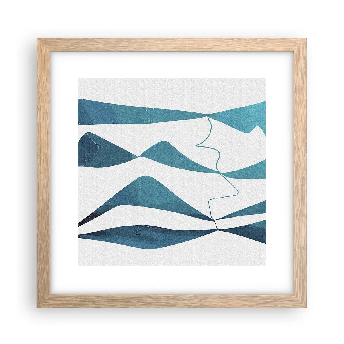 Plakát v rámu světlý dub - Abstrakce: tyrkysový vztah - 30x30 cm