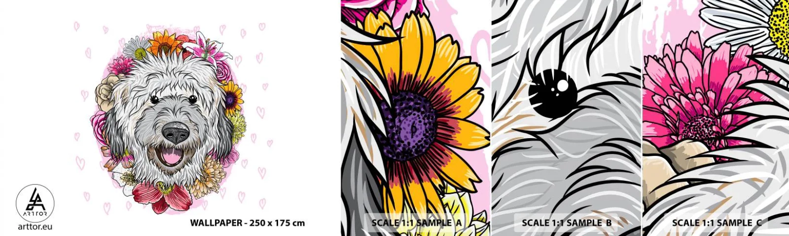 Vzor Fototapety Samolepicí Deluxe Sticker - Štěněcí radost - Abstrakce, Pes, Pro děti - 100x30 cm