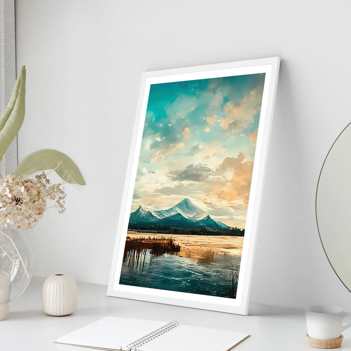 Plakát v bílém rámu - Pod ochranou nebe - 40x50 cm