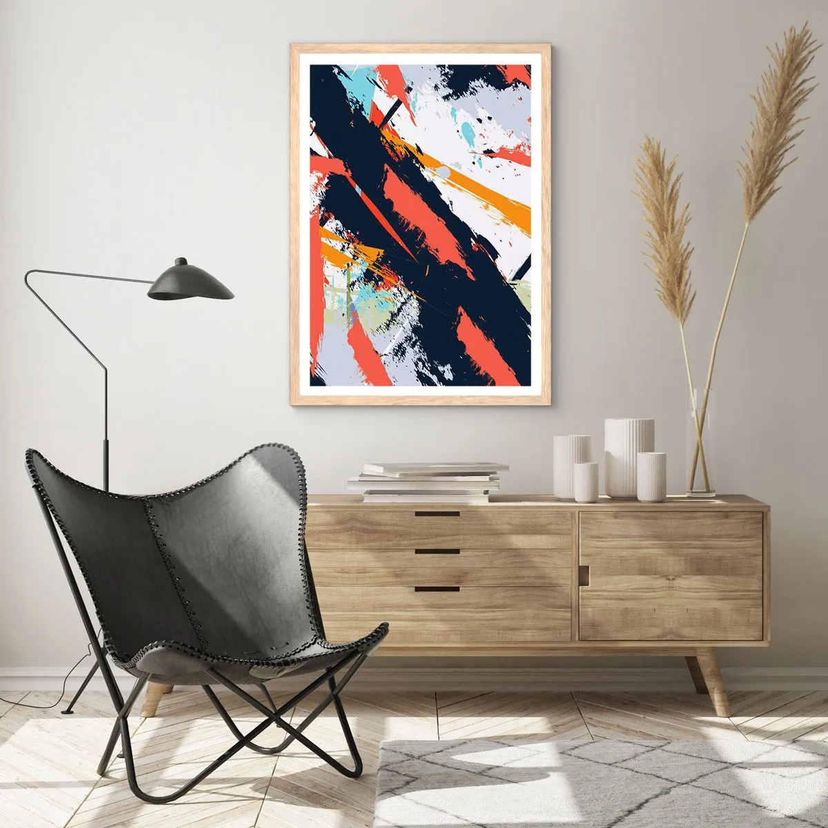 Plakát v rámu světlý dub - Dynamická kompozice - 40x50 cm