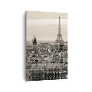 Obraz na plátně - Nad střechami Paříže - 80x120 cm