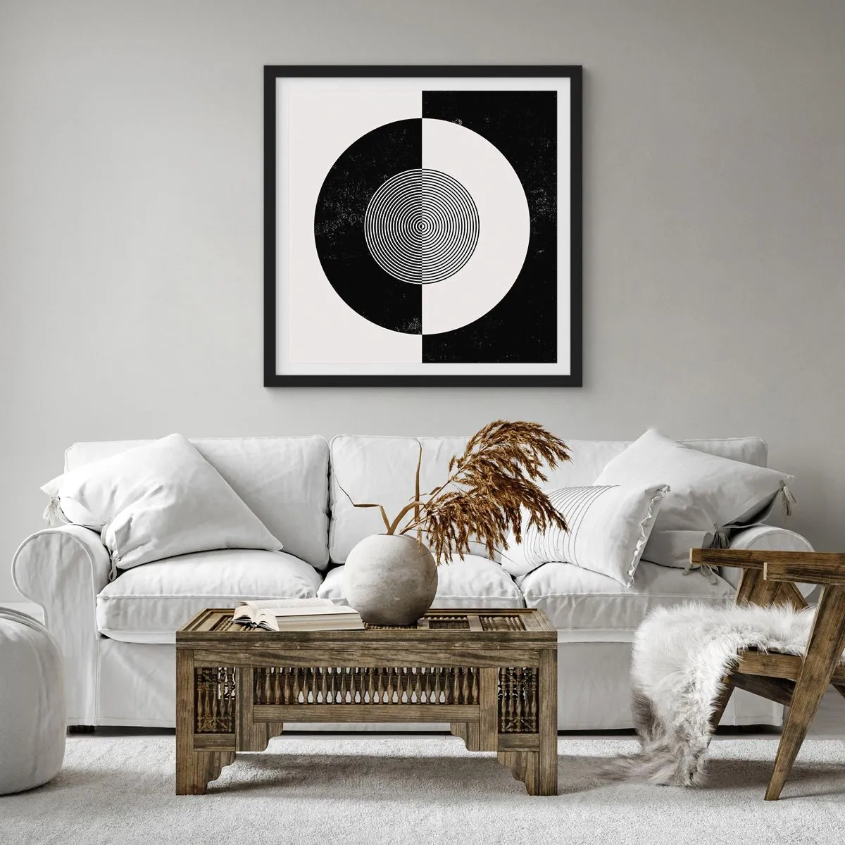Plakát v černém rámu - Harmonie v černé a bílé - 40x40 cm