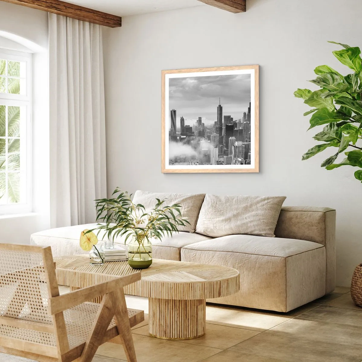 Plakát v rámu světlý dub - Americká krajina - 60x60 cm