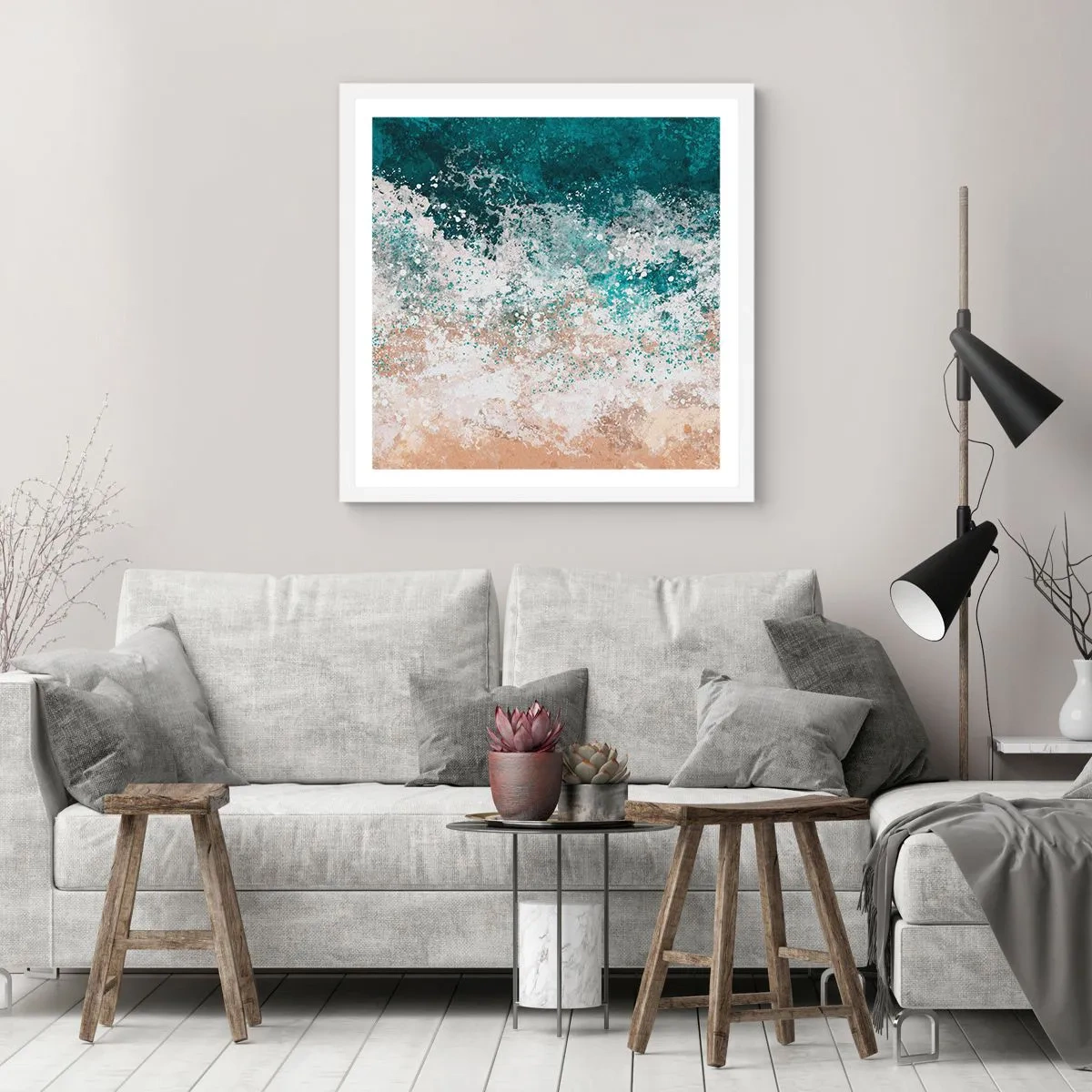 Plakát v bílém rámu - Mořské příběhy - 40x40 cm