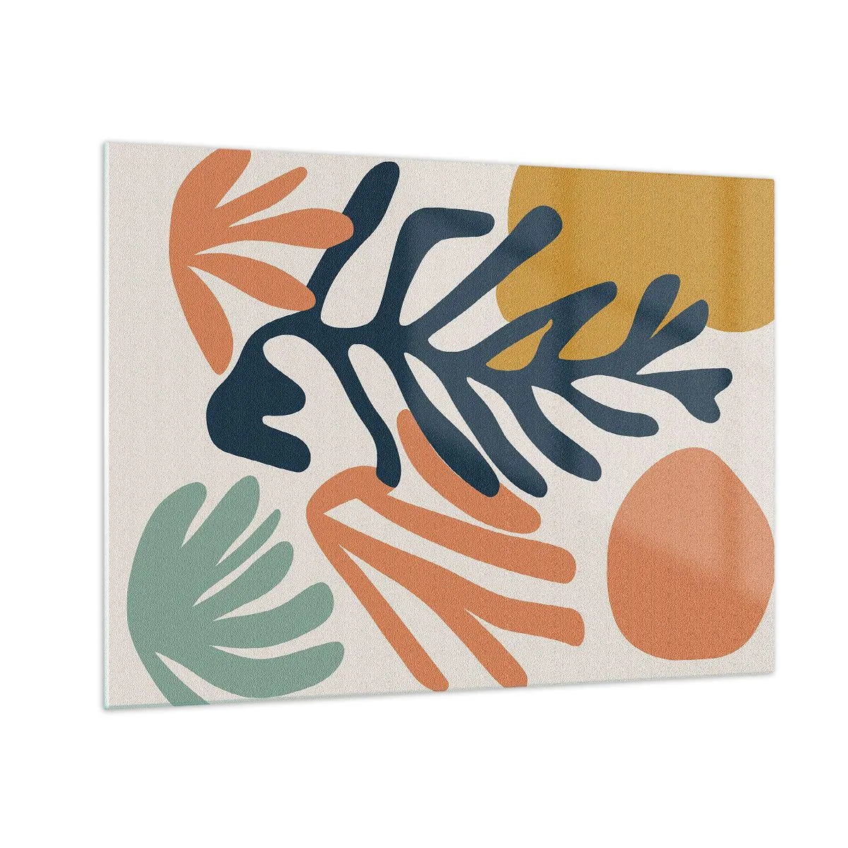Obraz na skle - Barevná grafika s motivy rostlin a korálů - 70x50cm - Korálová moře - Moderní nástěnná dekorace do obývacího pokoje a ložnice ARTTOR