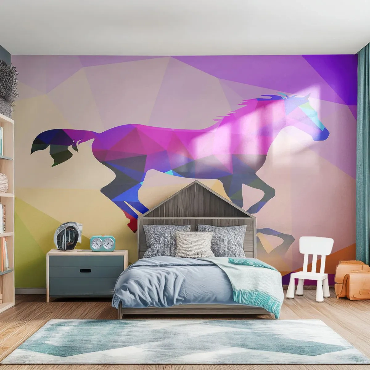 Fototapeta Premium Canvas - Kubismus stále živý - Zvířata, Kůň, Geometrický obrazec - 250x175 cm