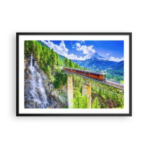 Plakát v černém rámu - Alpská železnice - 70x50 cm