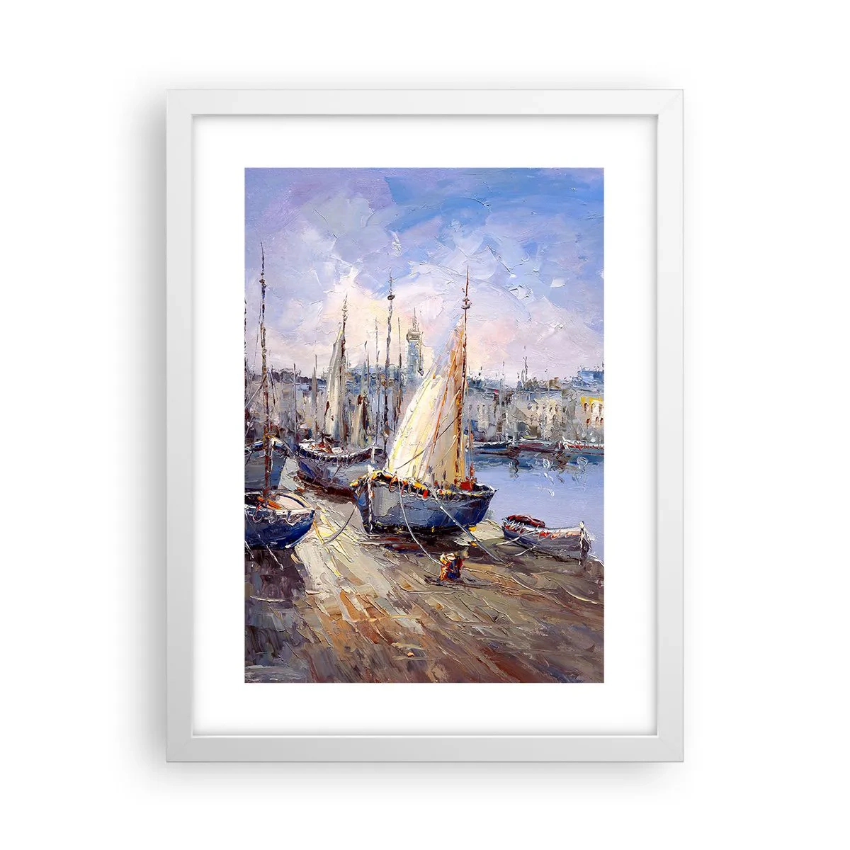 Plakát v bílém rámu - Město u zálivu - 30x40 cm