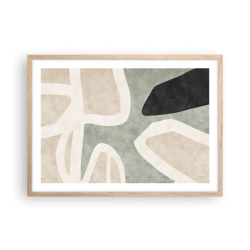 Plakát v rámu světlý dub - Kompozice s černým motivem - 70x50 cm