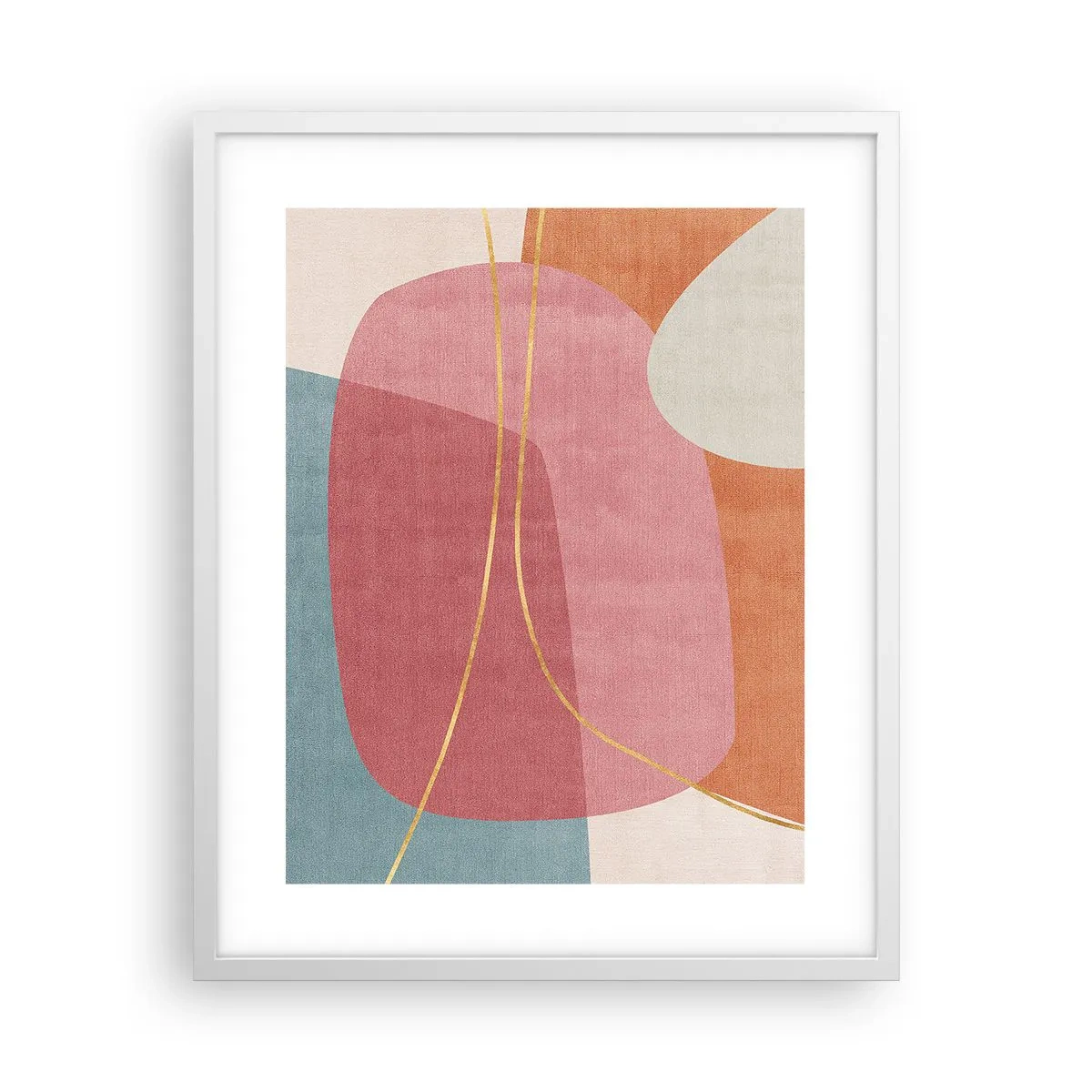 Plakát v bílém rámu - Pastelová kompozice se zlatou nití - 40x50 cm