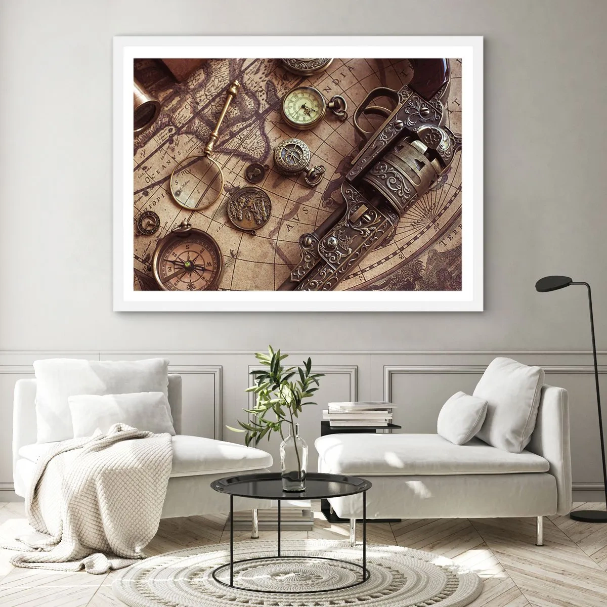 Plakát v bílém rámu - Dobrodružství volá - 50x40 cm