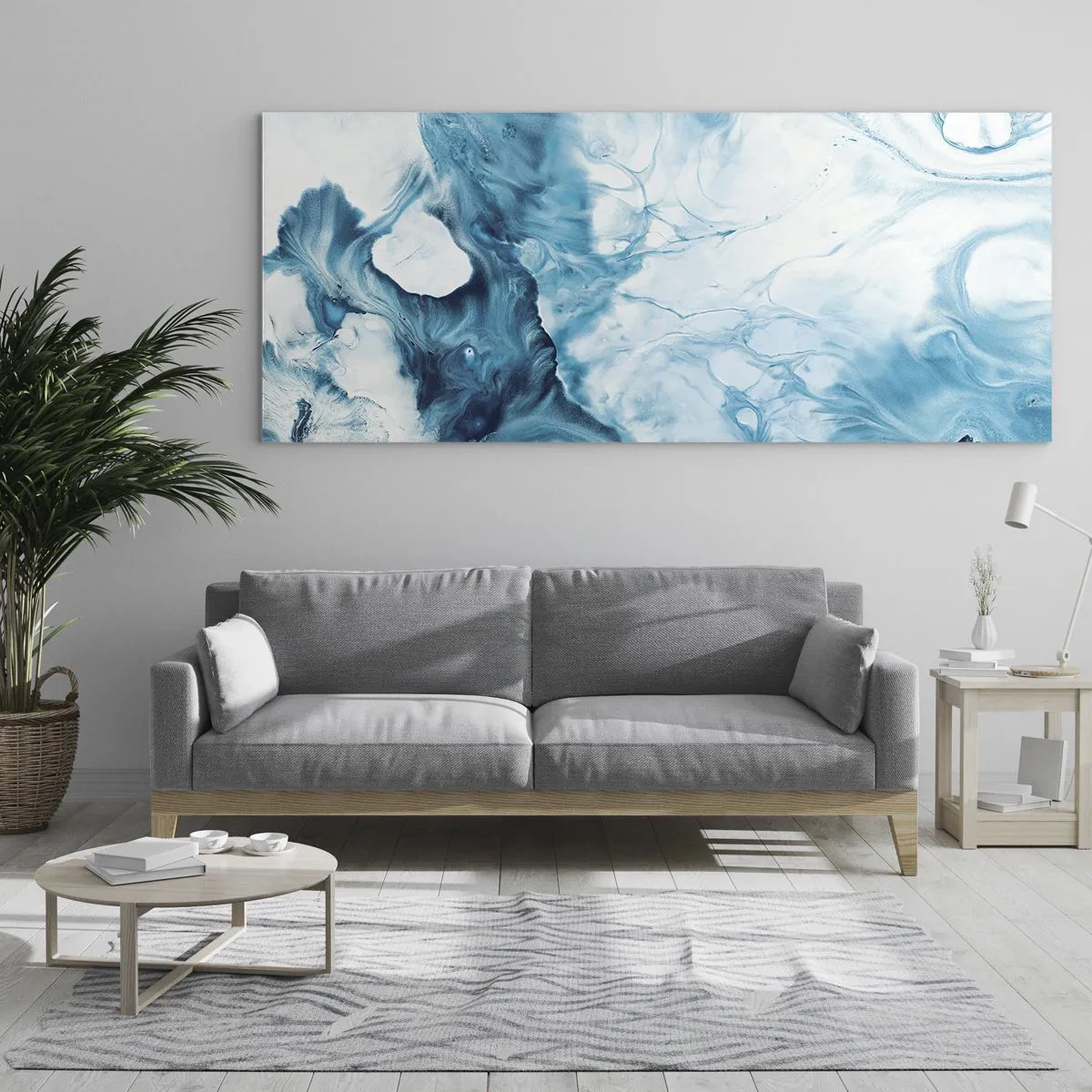 Obraz na skle - Modrý koncert - 160x50 cm