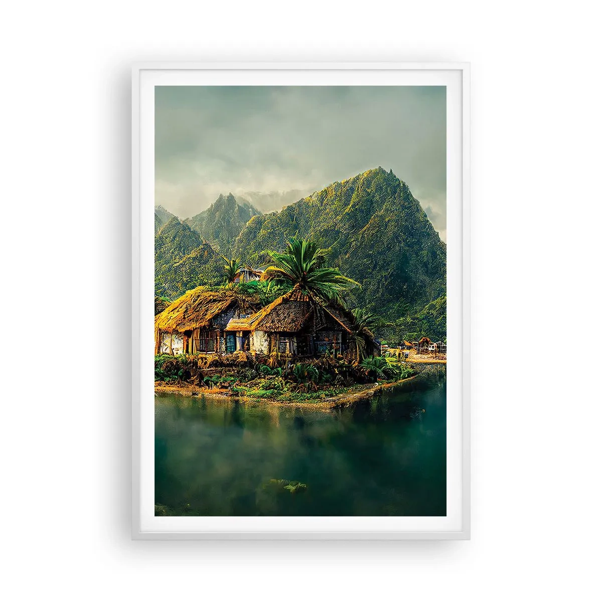 Plakát v bílém rámu - Tropický ráj - 70x100 cm