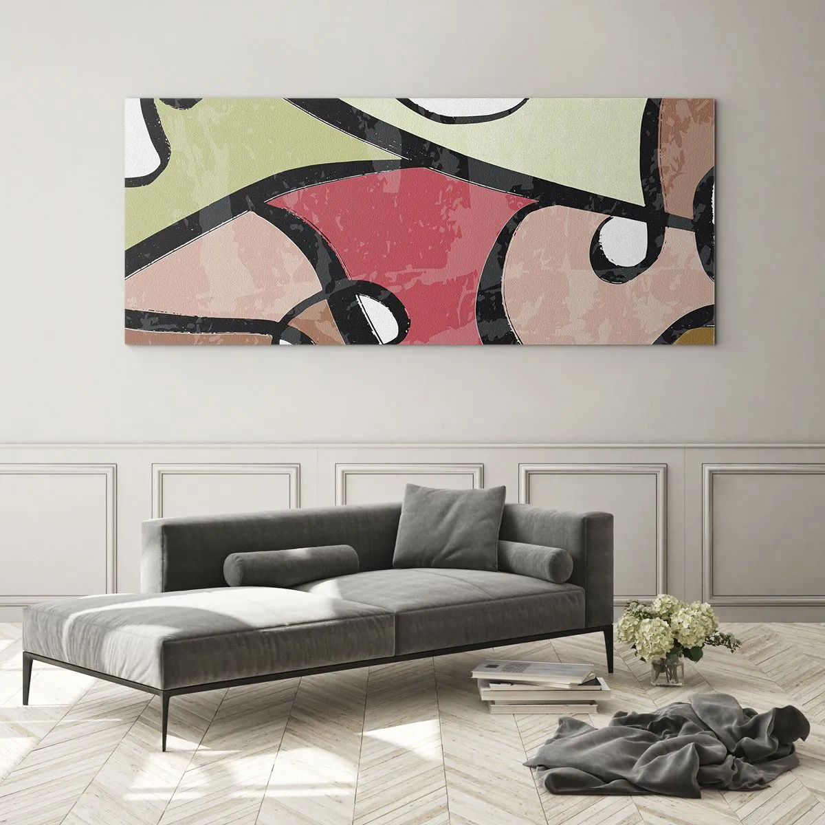 Obraz na skle - Piruety uprostřed barev - 140x50 cm