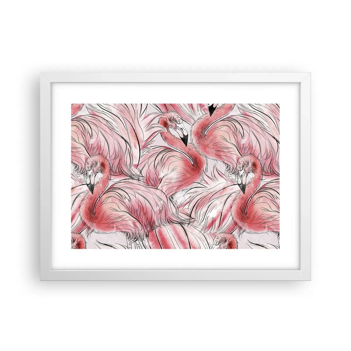 Plakát v bílém rámu - Ptačí corps de ballet - 40x30 cm