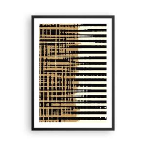 Plakát v černém rámu - Geometrický vzor s liniemi a teplými barvami - 50x70cm - Architektonická abstrakce - Moderní nástěnná dekorace do obývacího pokoje a ložnice ARTTOR