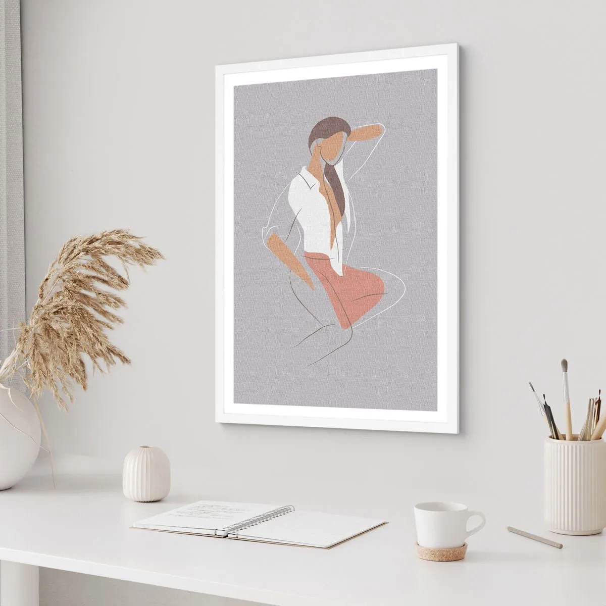 Plakát v bílém rámu - Obrys půvabu - 40x50 cm