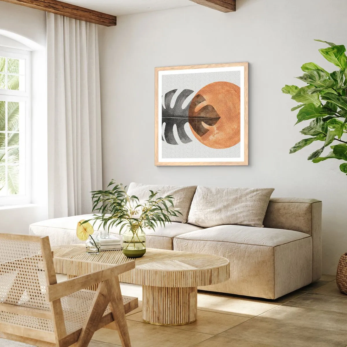 Plakát v rámu světlý dub - Vždy slunce - 60x60 cm