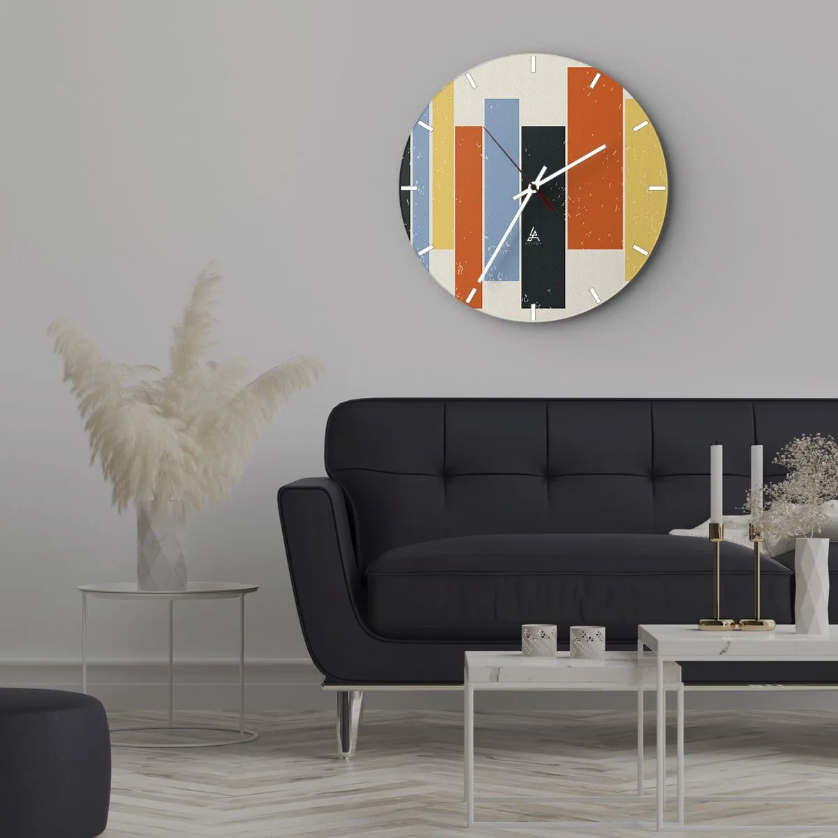 Nástěnné hodiny - Svislé retro pruhy v teplých barvách - 30x30cm - Záznam hudby - Moderní nástěnná dekorace do obývacího pokoje, kuchyně a ložnice ARTTOR
