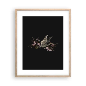 Plakát v rámu světlý dub - Exotický vyšívaný pták - 40x50 cm