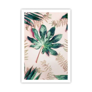 Plakát - Studie zelené na růžovém pozadí - 61x91 cm