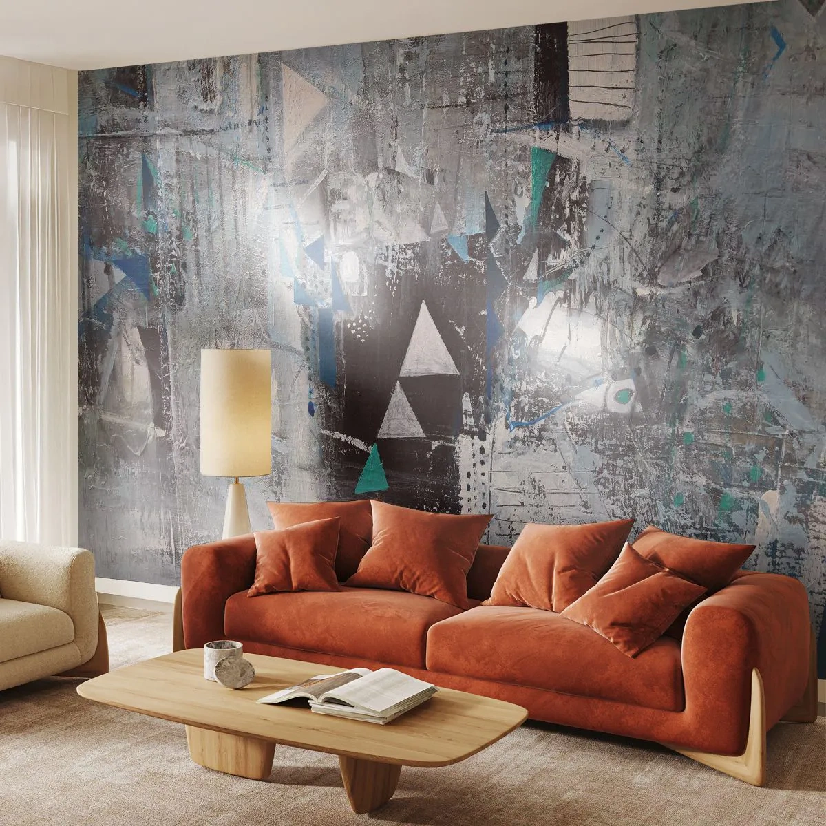 Fototapeta Samolepicí Deluxe Sticker - Přednostní pořadí trojúhelníků - Abstrakce, Kus, Moderní vzor - 250x175 cm