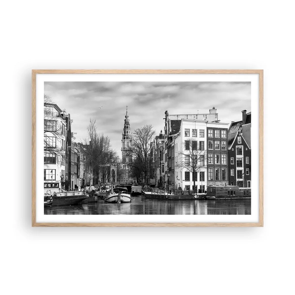 Plakát v rámu světlý dub - Amsterdamské vibrace - 91x61 cm