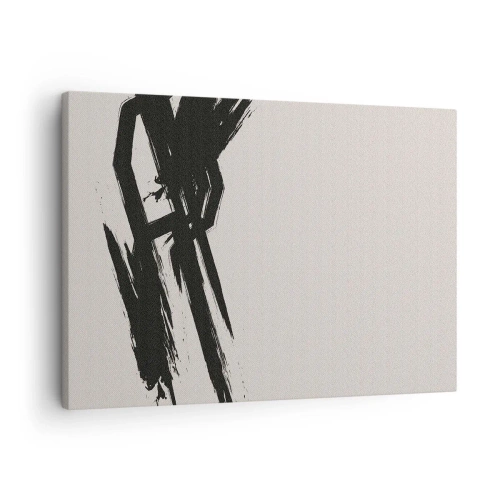Obraz na plátně - Dynamické tahy štětcem v černé barvě na světlém pozadí - 70x50cm - Nezastavitelná hybnost - Moderní nástěnná dekorace do obývacího pokoje a ložnice ARTTOR