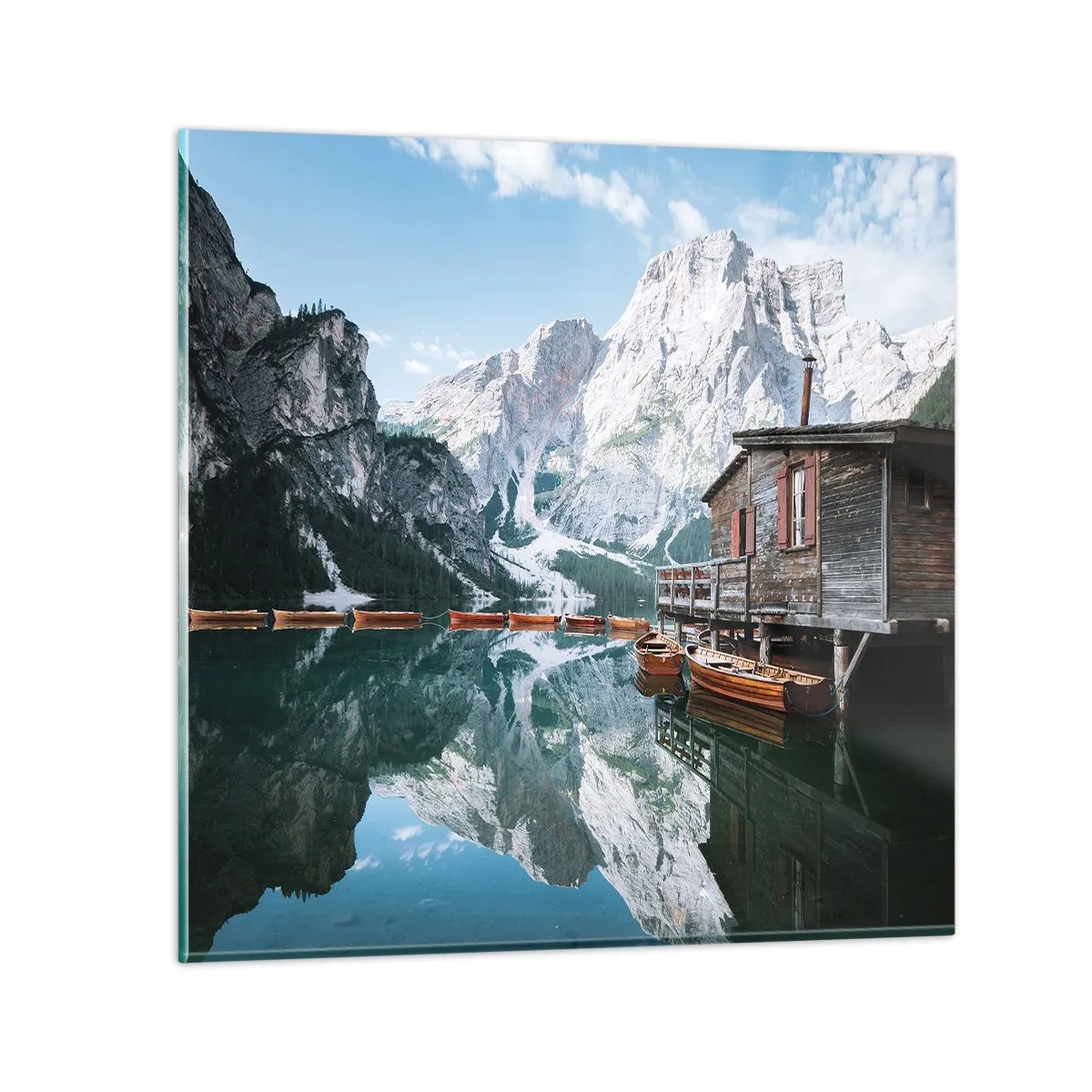 Obraz na skle - Krystalické, horské ráno - 40x40 cm