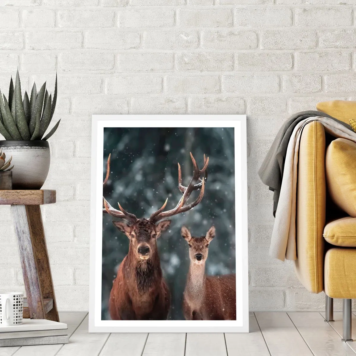 Plakát v bílém rámu - Pán lesa se svou ženou - 70x100 cm