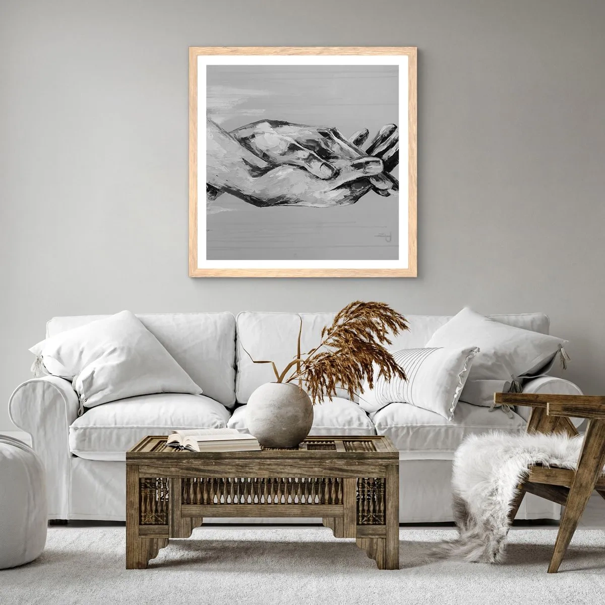 Plakát v rámu světlý dub - Začátek… - 40x40 cm