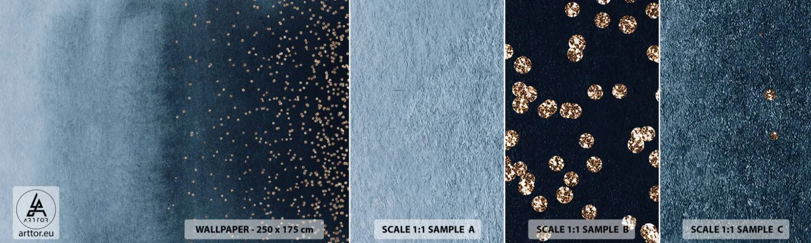 Vzor Fototapety Samolepicí Deluxe Sticker - Kompozice – modré fáze - Abstrakce, Kus, Design - 100x30 cm