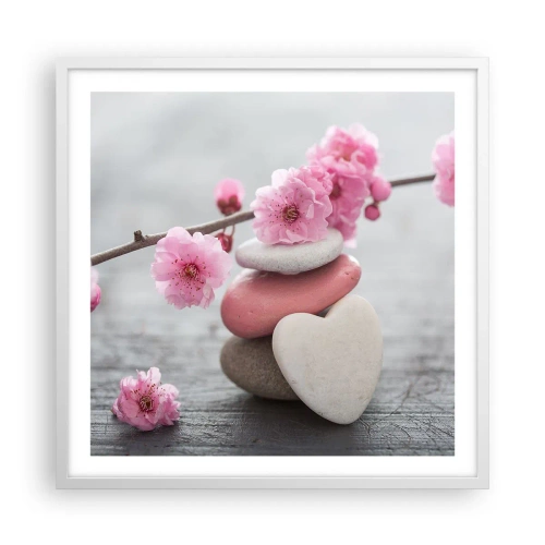Plakát v bílém rámu - Blaženost s višňovým květem - 60x60 cm