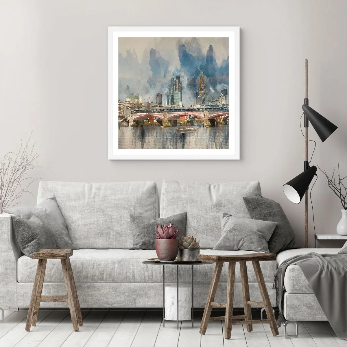 Plakát v bílém rámu - Londýn v celé své kráse - 30x30 cm