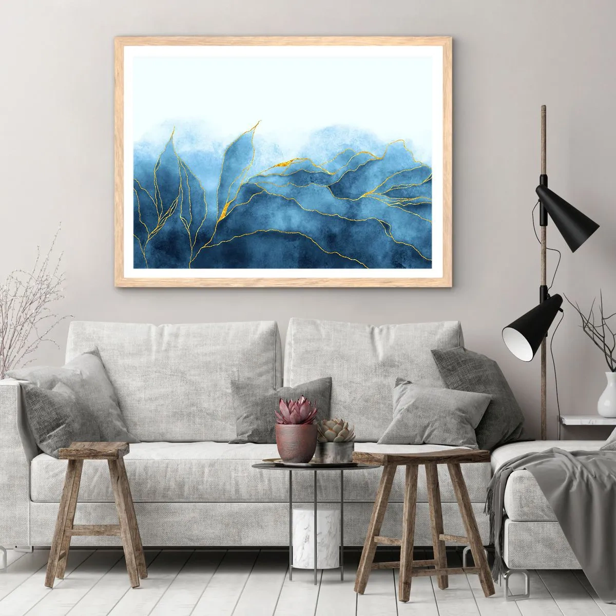 Plakát v rámu světlý dub - Blankyt ve zlatě - 40x30 cm