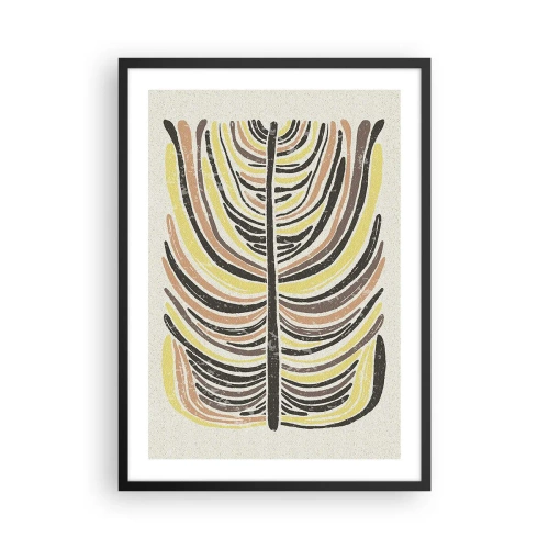 Plakát v černém rámu - Abstraktní list v zemních tónech - 50x70cm - Abstrakce plná života - Moderní nástěnná dekorace do obývacího pokoje a ložnice ARTTOR